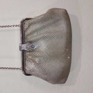 Vintage Whiting & Davis Silver Mesh Evening Bag Clutch With Chain Strap